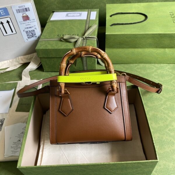 1:1 Replica Gucci Diana Mini Tote Bag Brown For Women  8in/20cm GG 702732 U3ZDT 2185