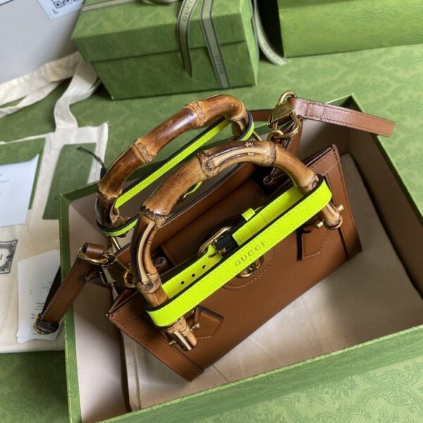 1:1 Replica Gucci Diana Mini Tote Bag Brown For Women  8in/20cm GG 702732 U3ZDT 2185