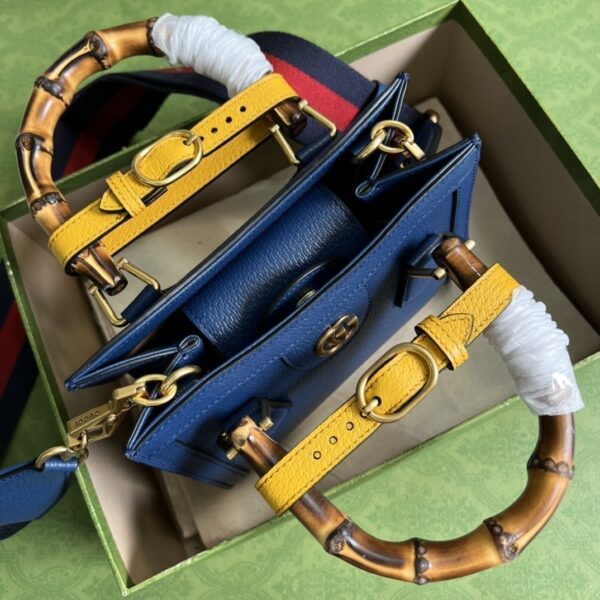 1:1 Replica Gucci Diana Mini Tote Bag Canvas Lining Blue For Women 7.9in/20cm GG 702732 U3ZDT 4862