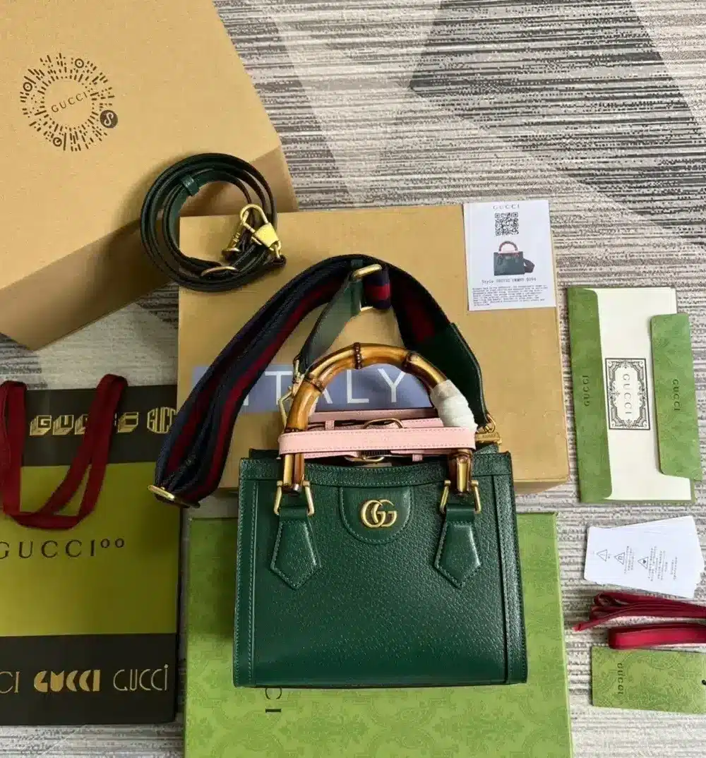 1:1 Replica Gucci Diana Mini Tote Bag Green For Women, Women's Bags 7.9in/20cm GG ‎702732 U3ZDT 3670