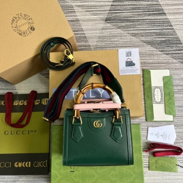 1:1 Replica Gucci Diana Mini Tote Bag Green For Women, Women's Bags 7.9in/20cm GG ‎702732 U3ZDT 3670