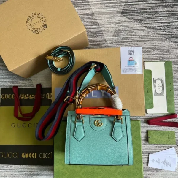 1:1 Replica Gucci Diana Mini Tote Bag Light Blue For Women, Women's Bags 7.9in/20cm GG ‎702732 U3ZDT 4377