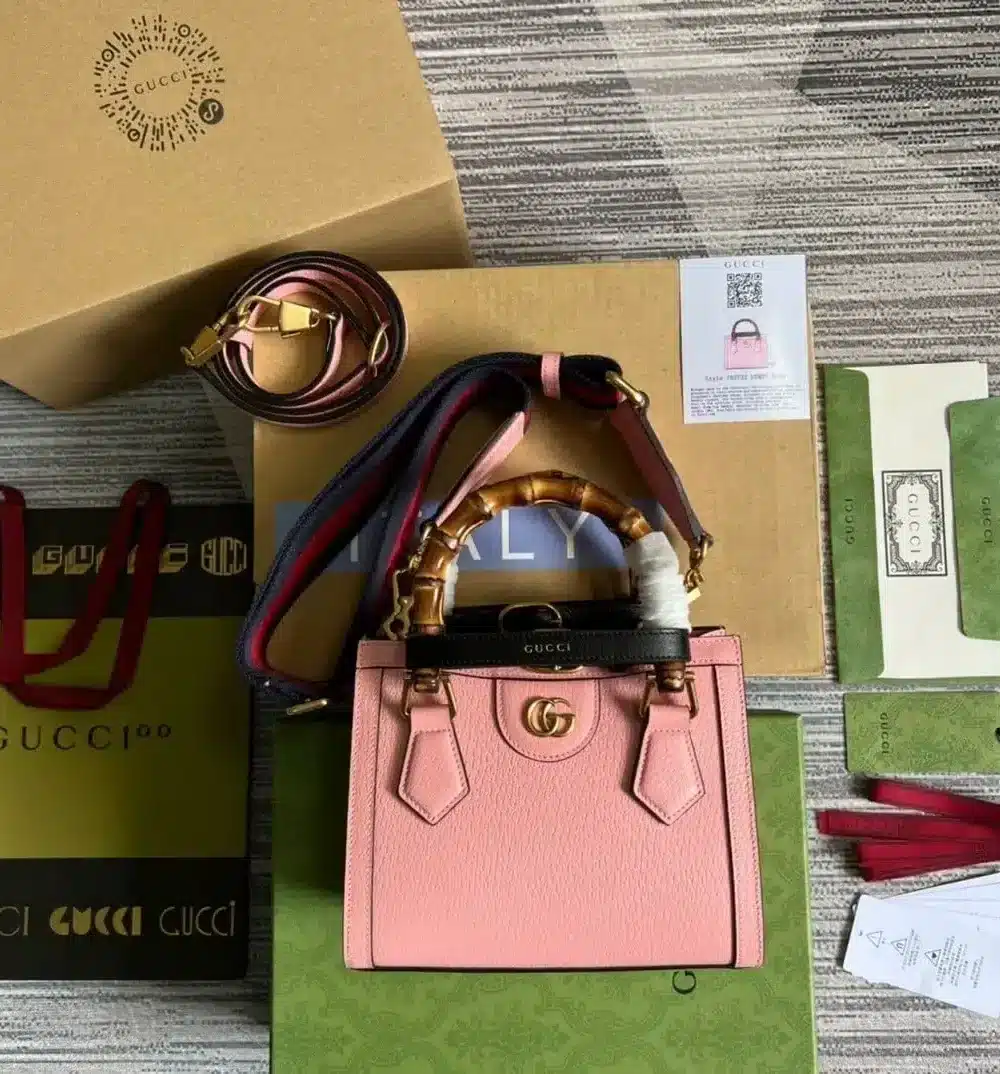 1:1 Replica Gucci Diana Mini Tote Bag Pink For Women, Women's Bags 7.9in/20cm GG ‎702732 U3ZDT 5479