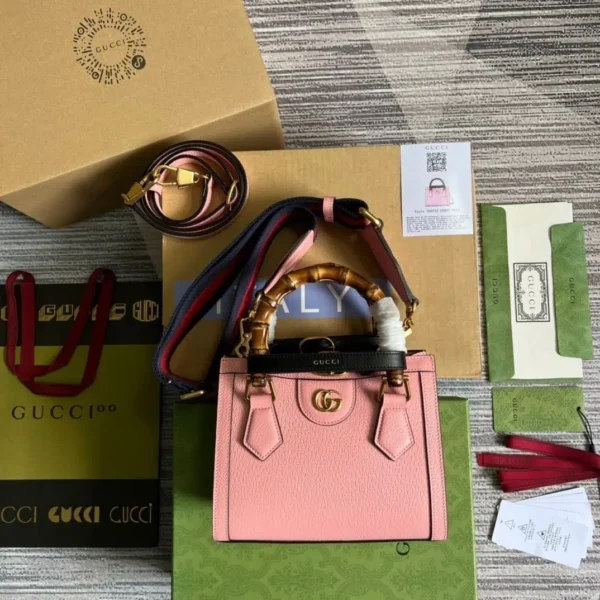 1:1 Replica Gucci Diana Mini Tote Bag Pink For Women, Women's Bags 7.9in/20cm GG ‎702732 U3ZDT 5479