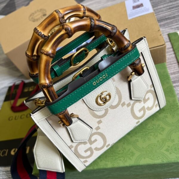 1:1 Replica Gucci Diana Mini Tote Bag White For Women, Women's Bags 7.9in/20cm GG