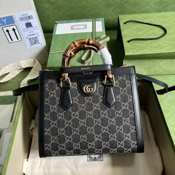 1:1 Replica Gucci Diana Small Tote Bag Black For Women 10.6in/27cm GG 660195 17QDT 3177