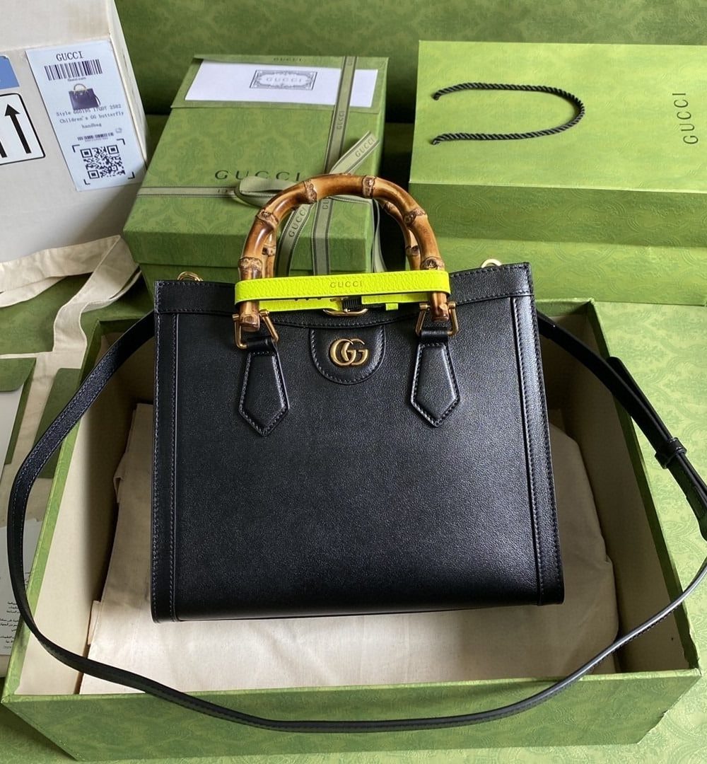 1:1 Replica Gucci Diana Small Tote Bag Black For Women 11in/27cm GG 702721 U3ZDT 1260