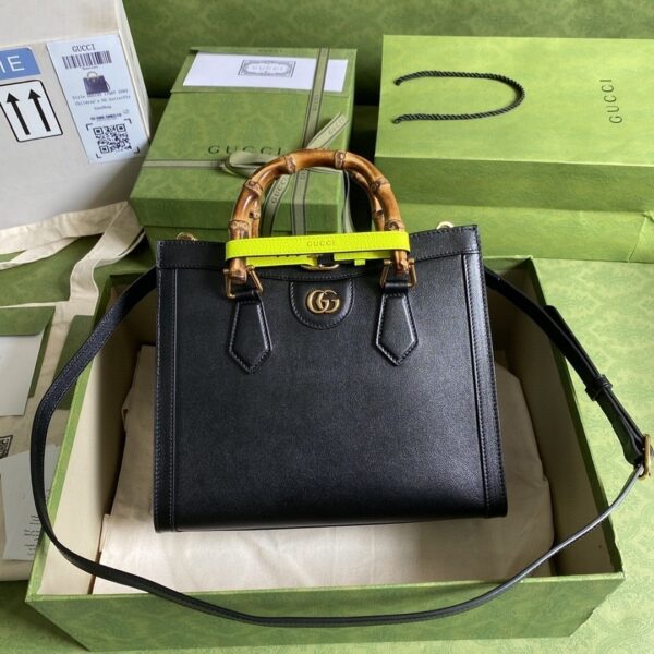 1:1 Replica Gucci Diana Small Tote Bag Black For Women 11in/27cm GG 702721 U3ZDT 1260
