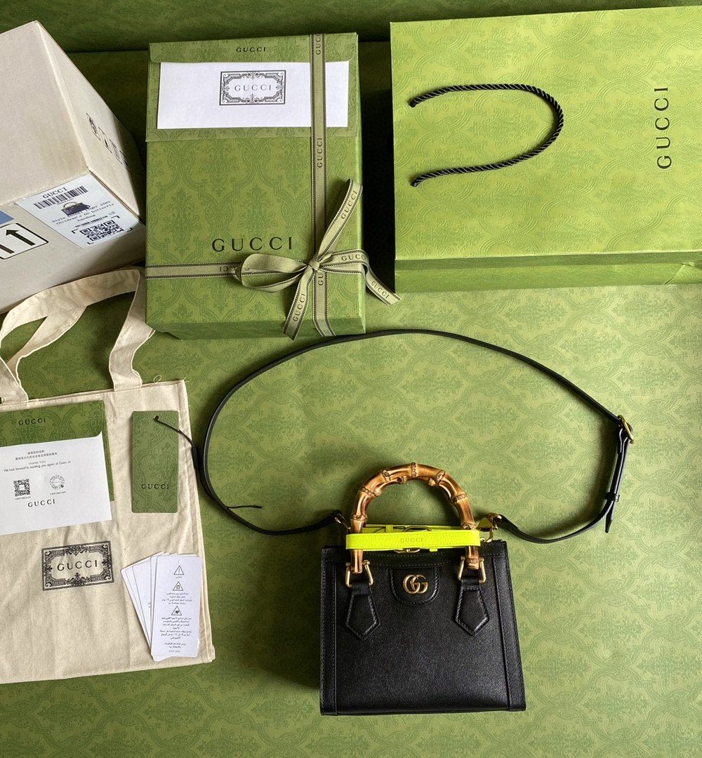 1:1 Replica Gucci Diana Small Tote Bag Black For Women 8in/20cm GG ‎702732 U3ZDT 1260