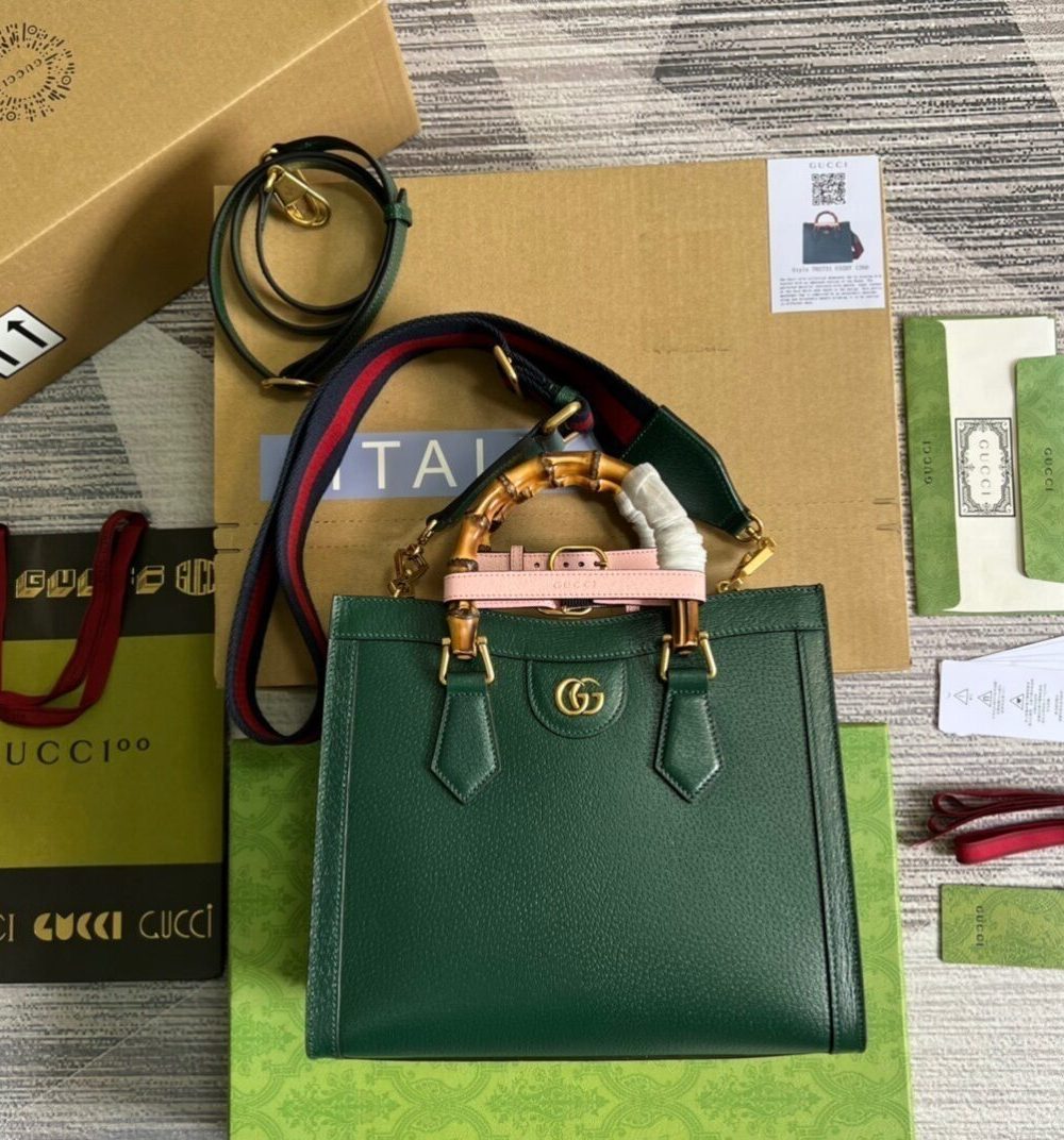 1:1 Replica Gucci Diana Small Tote Bag Green For Women, Women's Bags 11in/27cm GG ‎