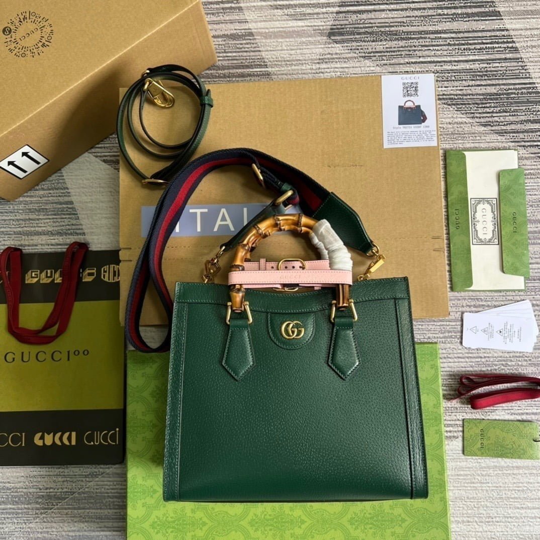 1:1 Replica Gucci Diana Small Tote Bag Green For Women, Women's Bags 11in/27cm GG ‎