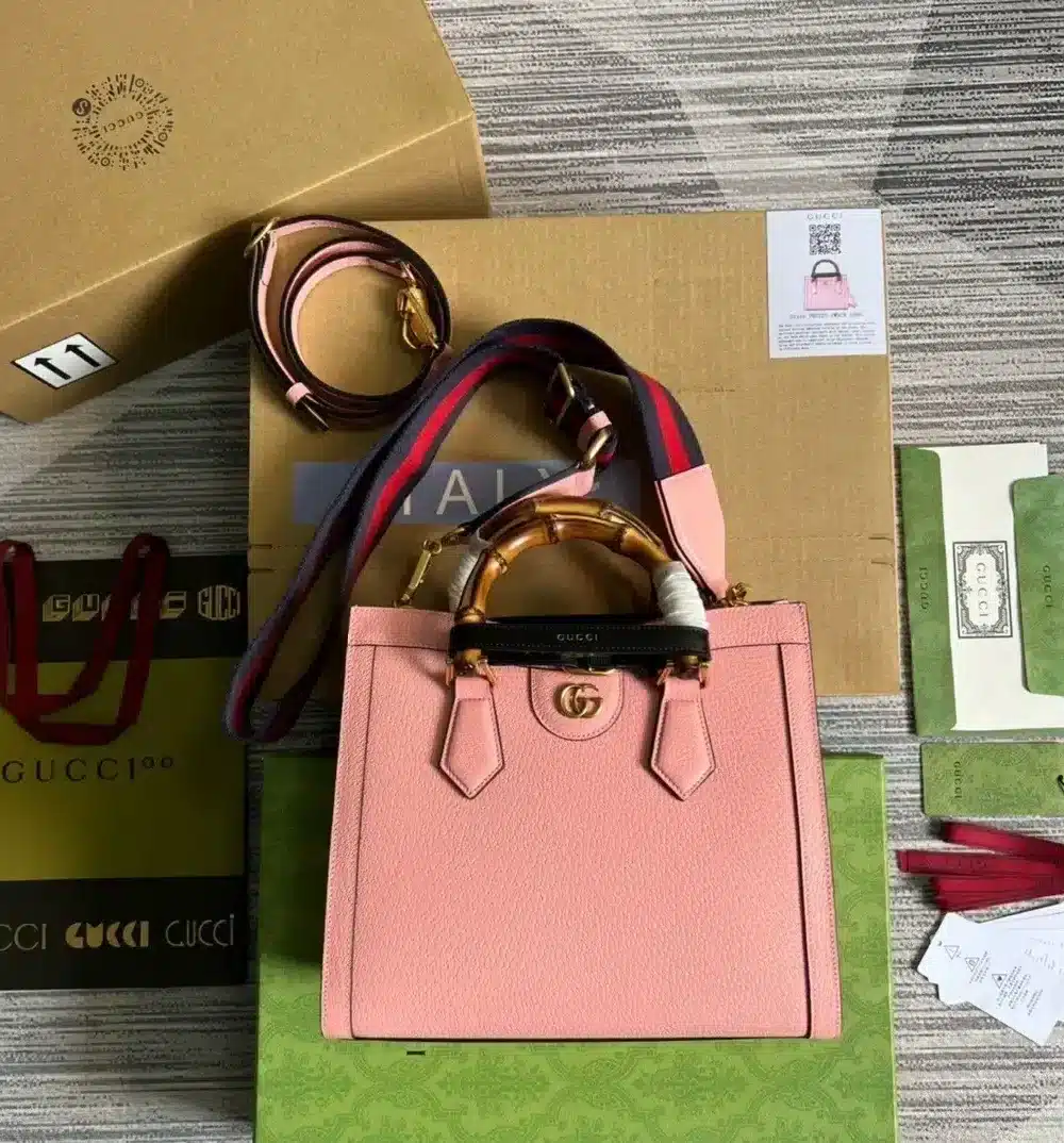 1:1 Replica Gucci Diana Small Tote Bag Pink For Women, Women's Bags 11in/27cm GG