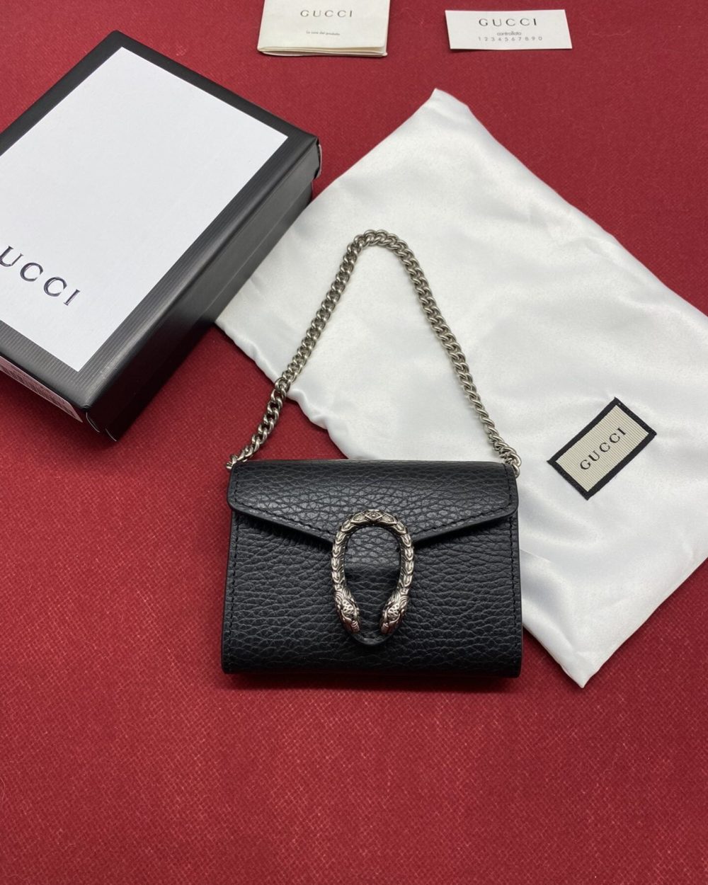 1:1 Replica Gucci Dionysus Black Chain Super Mini Bags For Women 11cm/4.3 GC