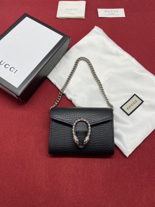 1:1 Replica Gucci Dionysus Black Chain Super Mini Bags For Women 11cm/4.3 GC