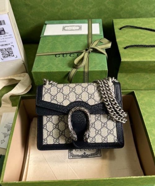 1:1 Replica Gucci Dionysus Mini Bag Beige And Blue GG Supreme Canvas For Women 7.5in/20cm