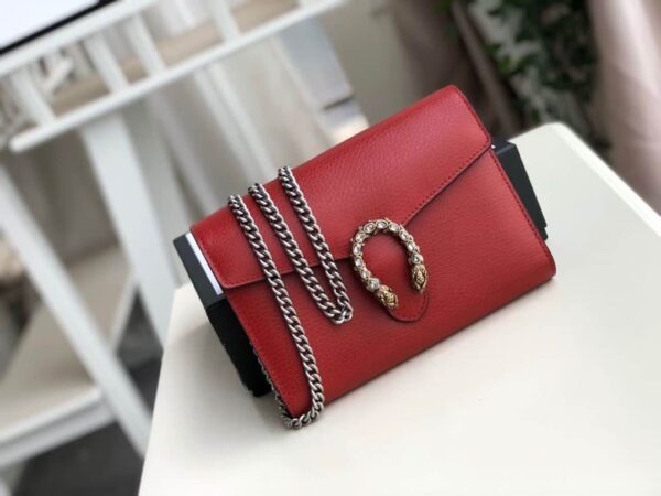 1:1 Replica Gucci Dionysus Mini Chain Bag Hibiscus Red Metal-Free Tanned For Women 8in/20cm GG 401231 CAOGX 8990