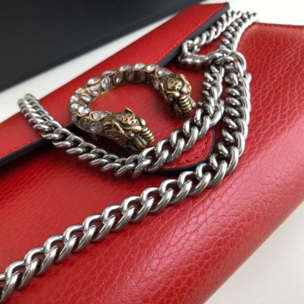 1:1 Replica Gucci Dionysus Mini Chain Bag Hibiscus Red Metal-Free Tanned For Women 8in/20cm GG 401231 CAOGX 8990