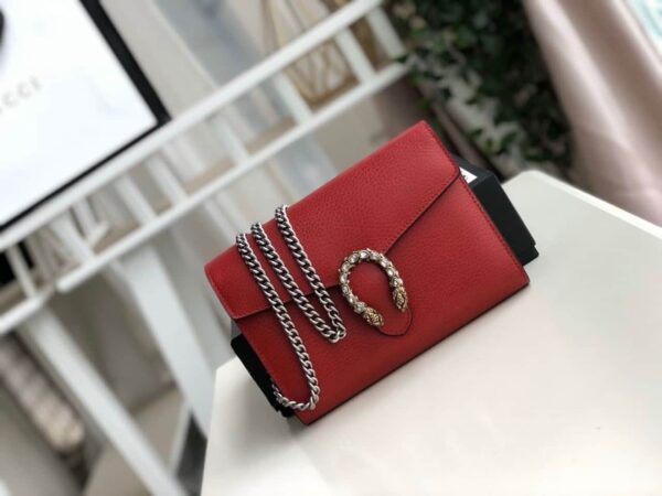1:1 Replica Gucci Dionysus Mini Chain Bag Hibiscus Red Metal-Free Tanned For Women 8in/20cm GG 401231 CAOGX 8990