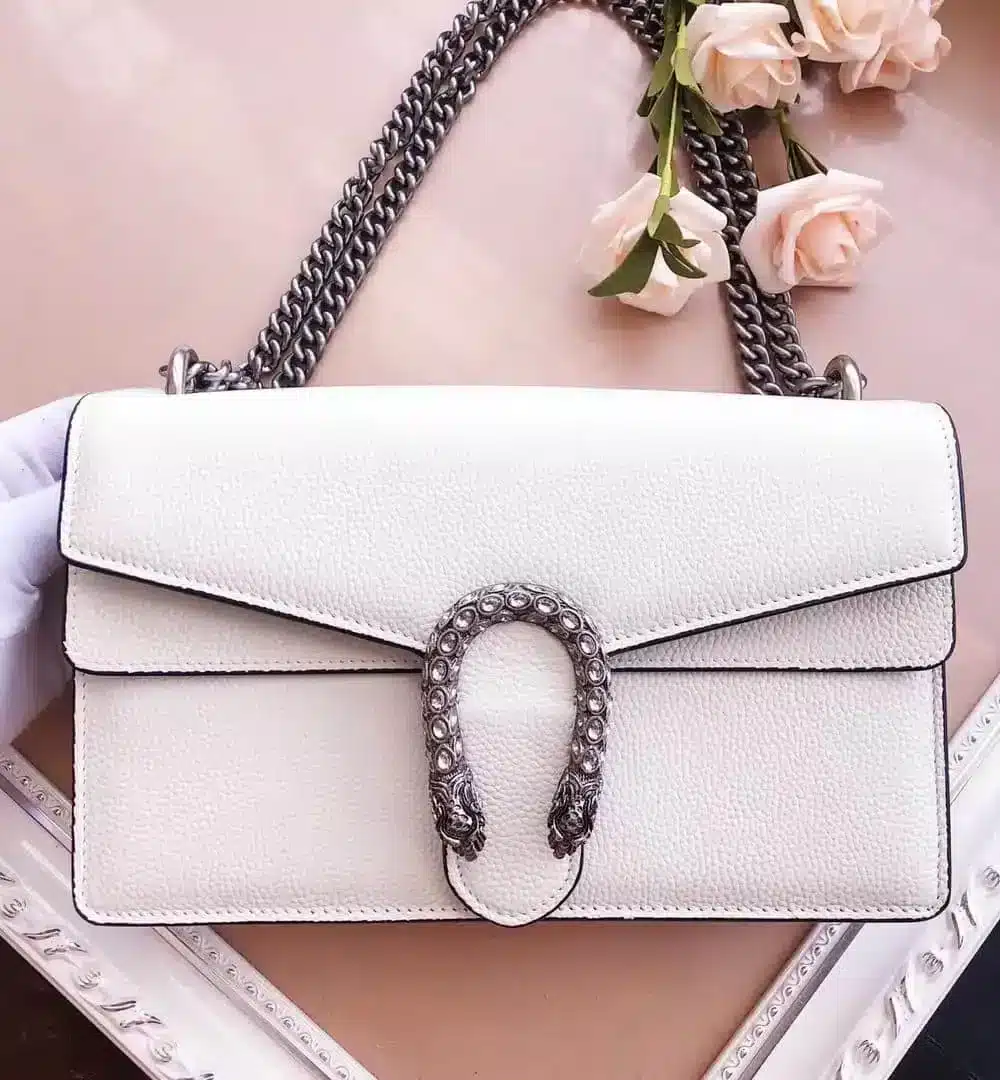 1:1 Replica Gucci Dionysus Small Shoulder Bag White For Women 11in/28cm GG 400249 0K7JN 9680
