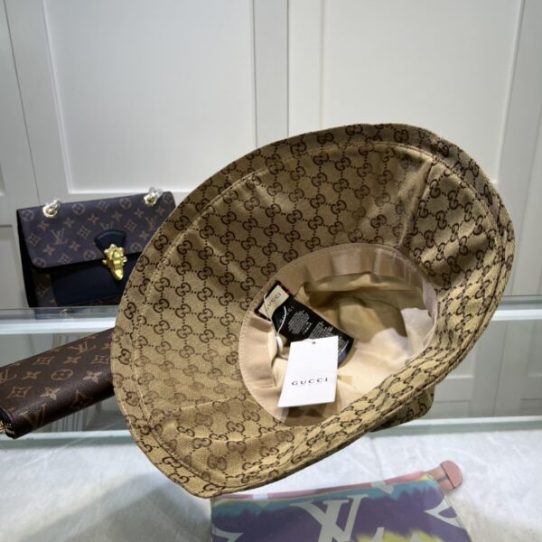 Gucci Eco Washed Denim Wide Brim Hat Beige GG Hat 631958 KQW00 9700
