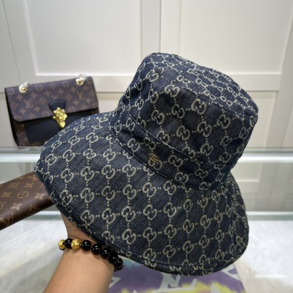 Gucci Eco Washed Denim Wide Brim Hat Dark Blue GG Hat 631958 3HAAH 4900