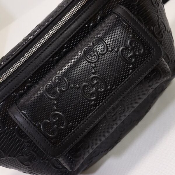 1:1 Replica Gucci Embossed Belt Bag Black For Men 11in/28cm 645093 1W3CN 1000