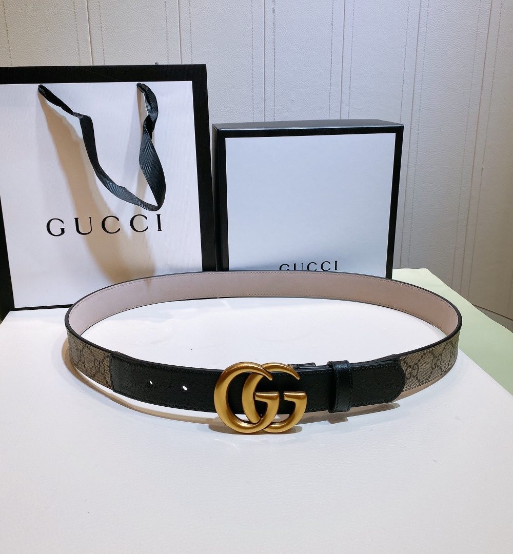 1:1 Replica Gucci GG Belt With Double G Buckle Beige/Black, Women Belt 625839 92TLT 9769