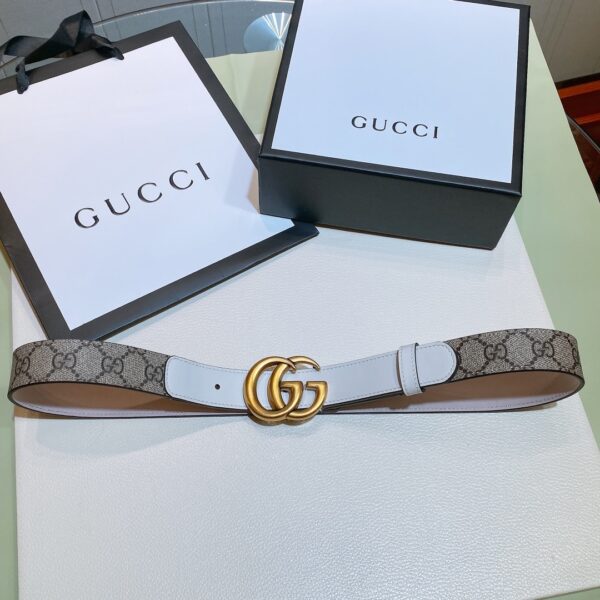1:1 Replica Gucci GG Belt With Double G Buckle Beige/White, Women Belt ‎625839 92TLC 9761