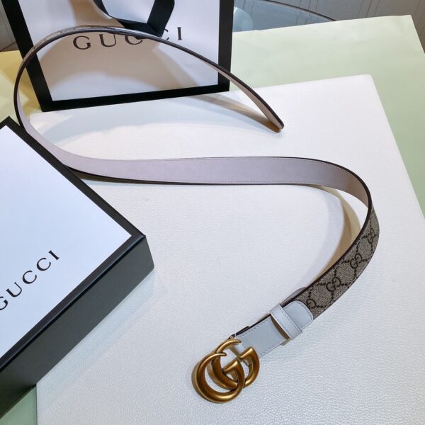 1:1 Replica Gucci GG Belt With Double G Buckle Beige/White, Women Belt ‎625839 92TLC 9761