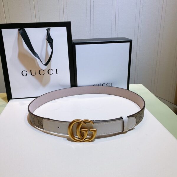 1:1 Replica Gucci GG Belt With Double G Buckle Beige/White, Women Belt ‎625839 92TLC 9761