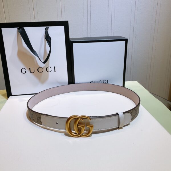 1:1 Replica Gucci GG Belt With Double G Buckle Beige/White, Women Belt ‎625839 92TLC 9761