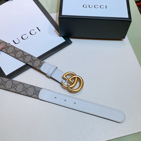 1:1 Replica Gucci GG Belt With Double G Buckle Beige/White, Women Belt ‎625839 92TLC 9761