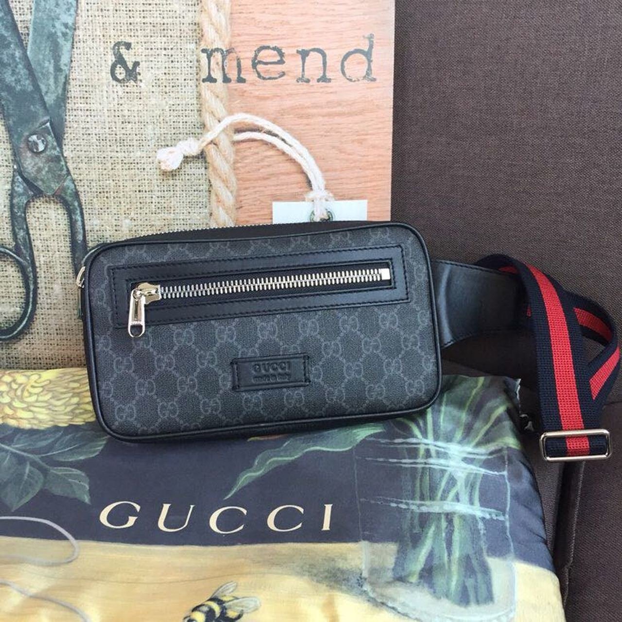 1:1 Replica Gucci GG Black Belt Bag Black/Grey Soft GG Supreme Crafted For Men 9in/24cm GG 474293 K9RRN 1095