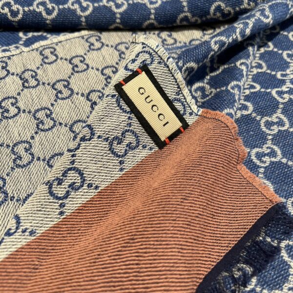 Gucci GG Cotton Jacquard Stole Scarf Blue 79in/200cm