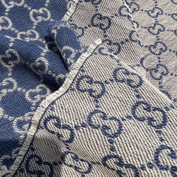 Gucci GG Cotton Jacquard Stole Scarf Blue 79in/200cm