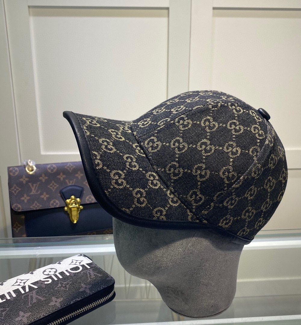 Gucci GG Denim Baseball Hat Black GG Hat