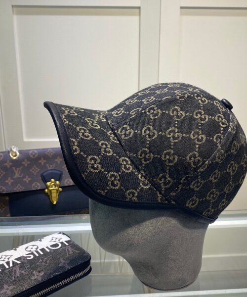 Gucci GG Denim Baseball Hat Black GG Hat