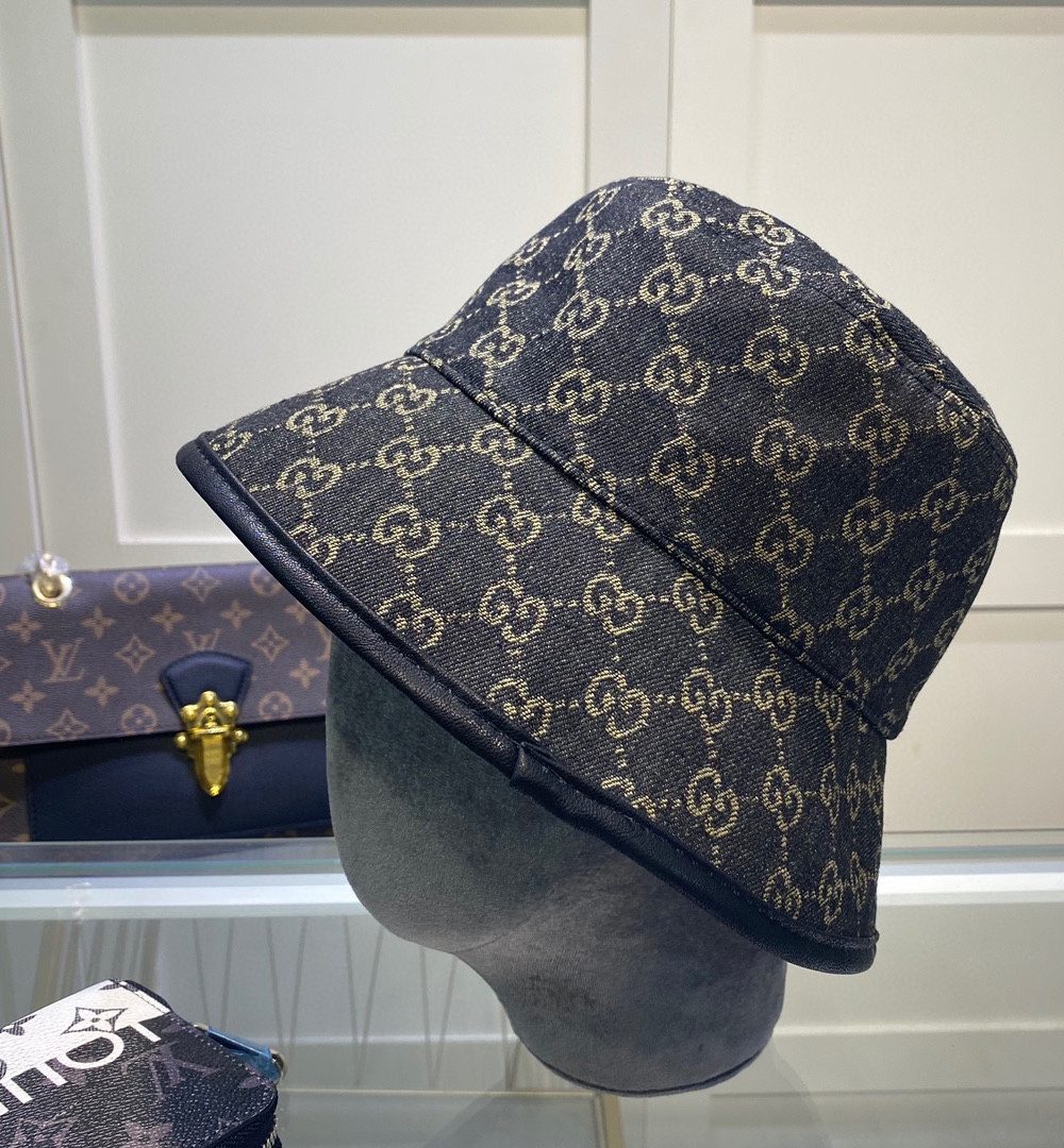 Gucci GG Denim Bucket Hat Black GG Hat