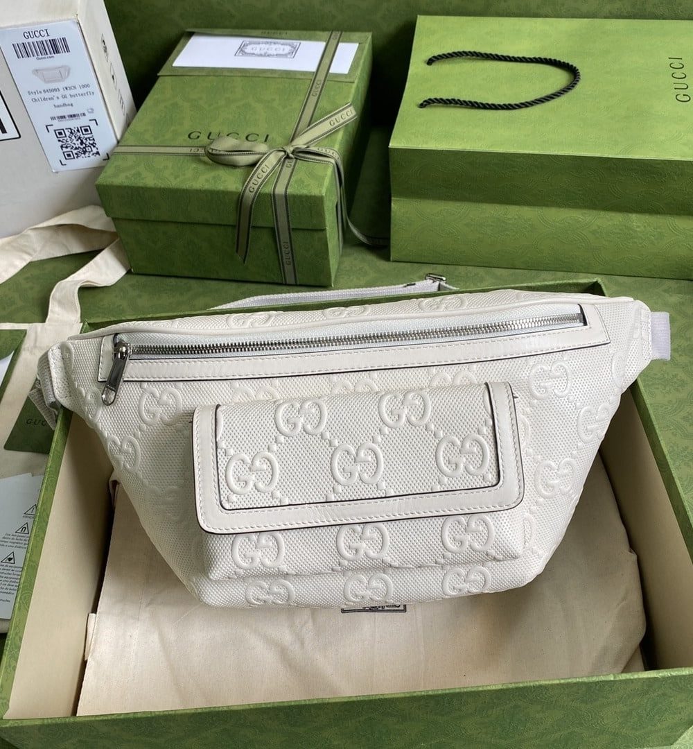1:1 Replica Gucci GG Embossed Belt Bag White GG Embossed For Men 11in/28cm GG