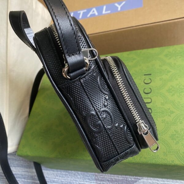 1:1 Replica Gucci GG Embossed Mini Bag Black GG Embossed For Men 6.7in/17cm GG 658553 1W3AN 1000