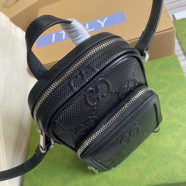 1:1 Replica Gucci GG Embossed Mini Bag Black GG Embossed For Men 6.7in/17cm GG 658553 1W3AN 1000
