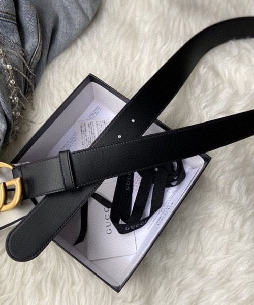 1:1 Replica Gucci GG Marmont Belt With Shiny Buckle Black For Women, Women Belt 406831 0YA0G 1000