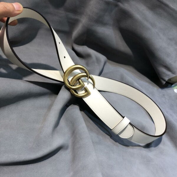 1:1 Replica Gucci GG Marmont Belt With Shiny Buckle White, Women Belt ‎409417