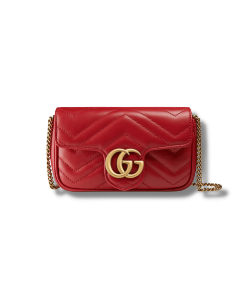 1:1 Replica Gucci GG Marmont Leather Super Mini Bag Red For Women 6.2in/15.7cm 476433 DTDCT 6433