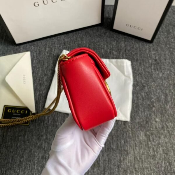 1:1 Replica Gucci GG Marmont Leather Super Mini Bag Red For Women 6.2in/15.7cm 476433 DTDCT 6433