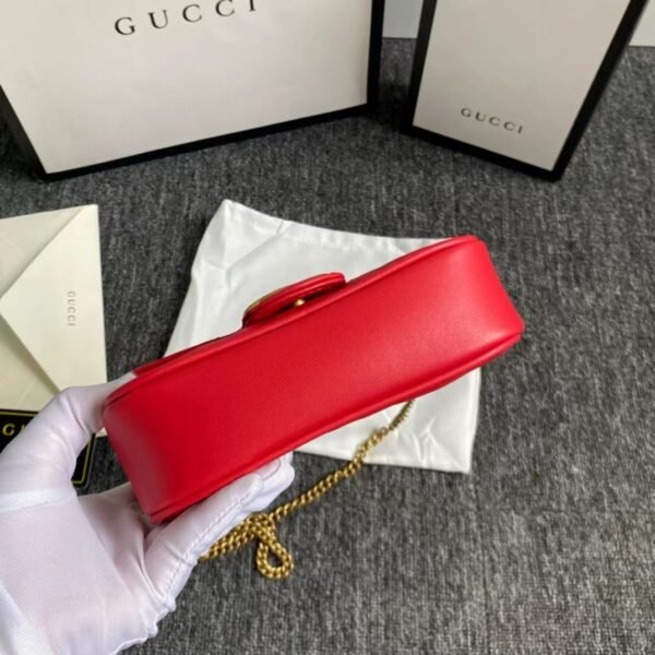 1:1 Replica Gucci GG Marmont Leather Super Mini Bag Red For Women 6.2in/15.7cm 476433 DTDCT 6433