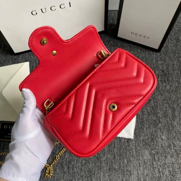 1:1 Replica Gucci GG Marmont Leather Super Mini Bag Red For Women 6.2in/15.7cm 476433 DTDCT 6433