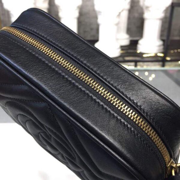 1:1 Replica Gucci GG Marmont Matelassé Mini Bag Black Matelassé Chevron For Women 7in/18cm GG 448065 DTD1T 1000