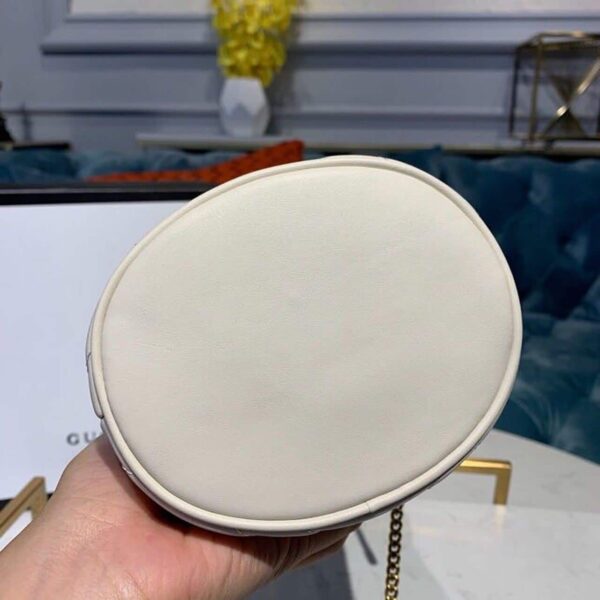 1:1 Replica Gucci GG Marmont Mini Bucket Bag White Matelassé Chevron For Women 6in/13cm GG 575163 DTDRT 9022