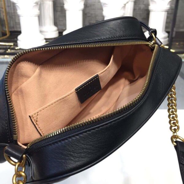 1:1 Replica Gucci GG Marmont Small Matelassé Shoulder Bag Black Matelassé Chevron For Women 9.5in/24cm GG 447632 DTD1T 1000